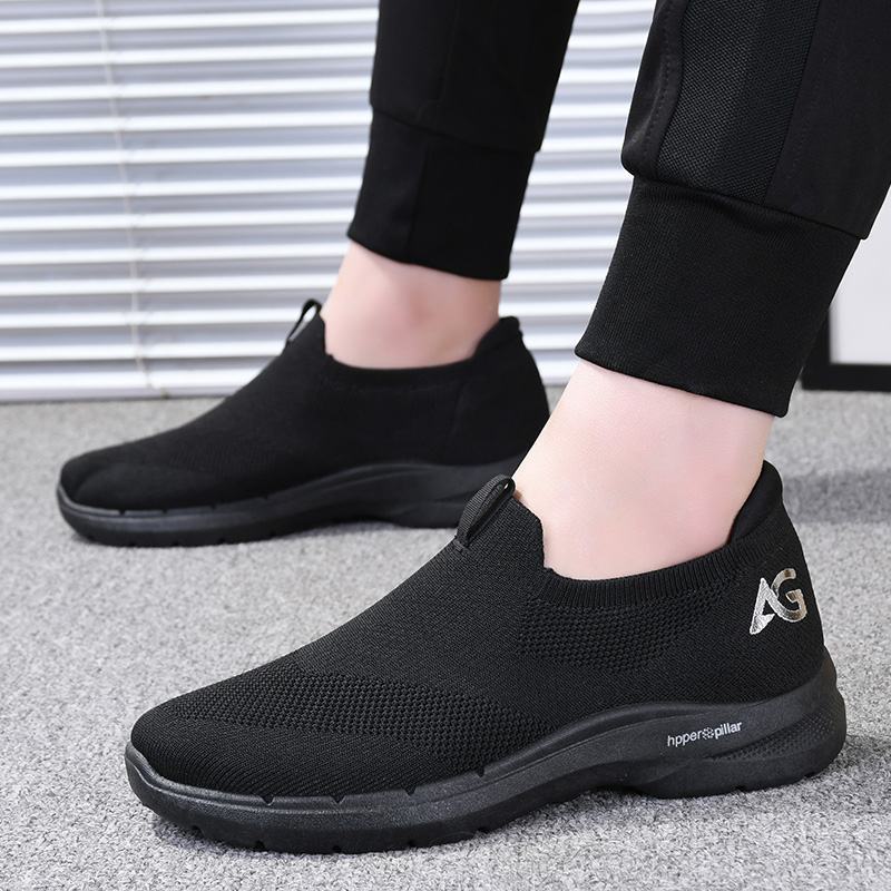 Giày lười vải nam AG0134 bản màu đen cá tính