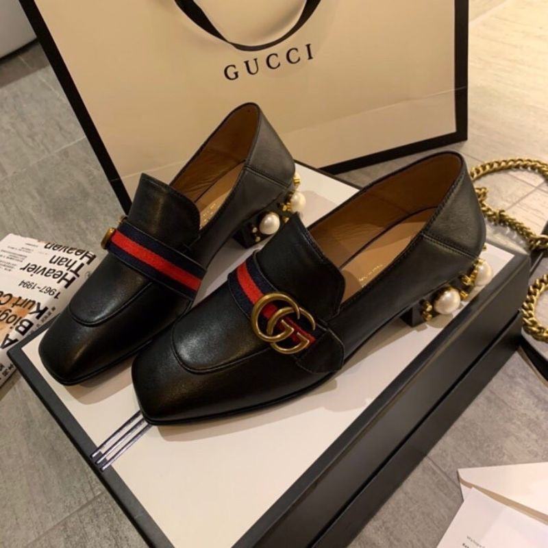 Giày cao gót nữ kết ngọc thương hiệu Gucci