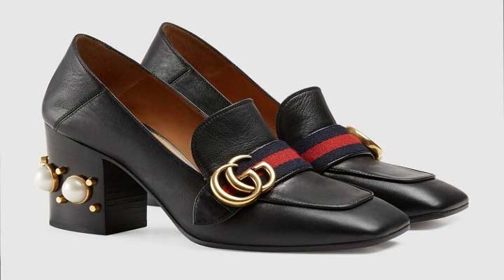 Giày Moccasin Loafer Nữ Đen Trắng Khuy Tròn Mũi Tròn Đế 2cm | Lazada.vn